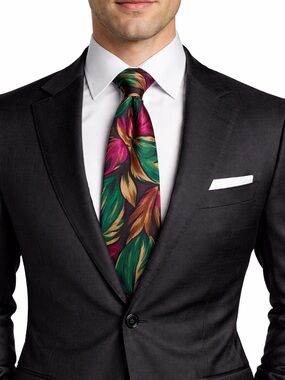 Ambassador Hand Made Silk Floral Tie Vintage Bold Y2K Luxe